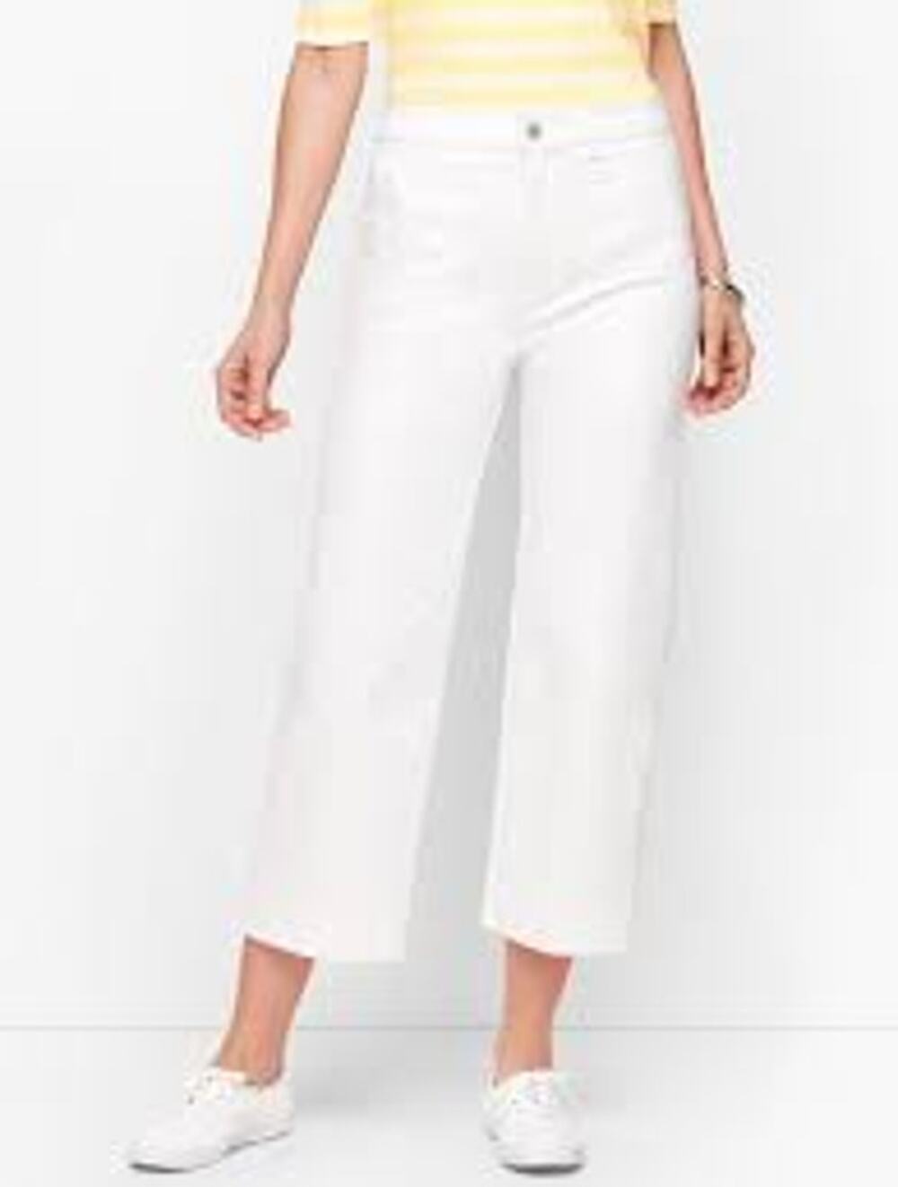 PTCL Women's Stretch Straight Cropped Denim Jeans High Rise White Size 32 NWT